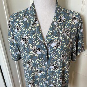 Vintage FLAX Jeanne Englehart rayon crepe camp shirt
